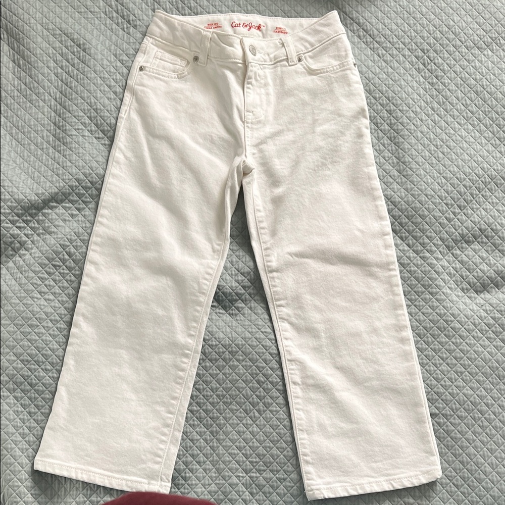 Cat & Jack Kids White Wide Leg Jeans